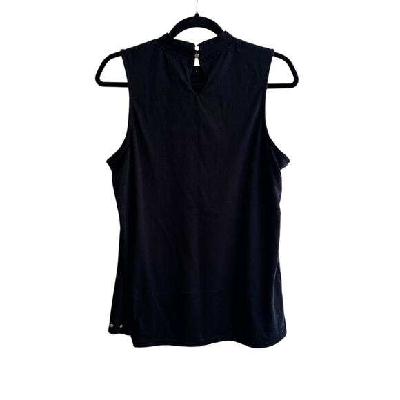 Panhandle Tulip Hem Mock Neck Tank with Silver Stud Details Black Size Large - Picture 5 of 8